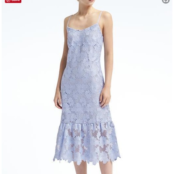 Baby Blue Lace midi length Dress - Picture 1 of 4